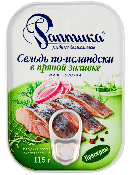 Сельдь Раптика по-исландски филе-кусочки в пряной заливке, 115г