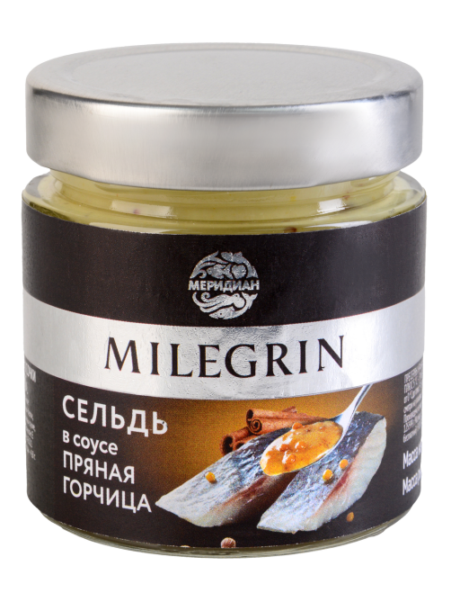 Сельдь Меридиан Milegrin в соусе пряная горчица, 200г