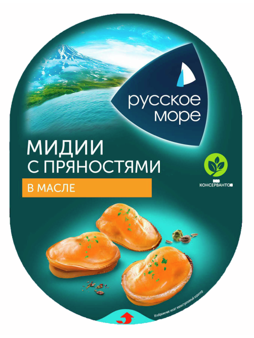 Мидии Русское море с пряностями в масле, 180г