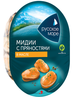 Мидии Русское море с пряностями в масле, 180г