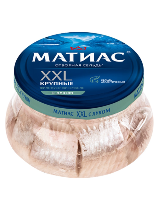 Сельдь Матиас филе-кусочки с луком, 260г