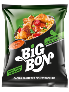 Лапша быстрого приготовления Big Bon Курица + соус Сальса, 75г
