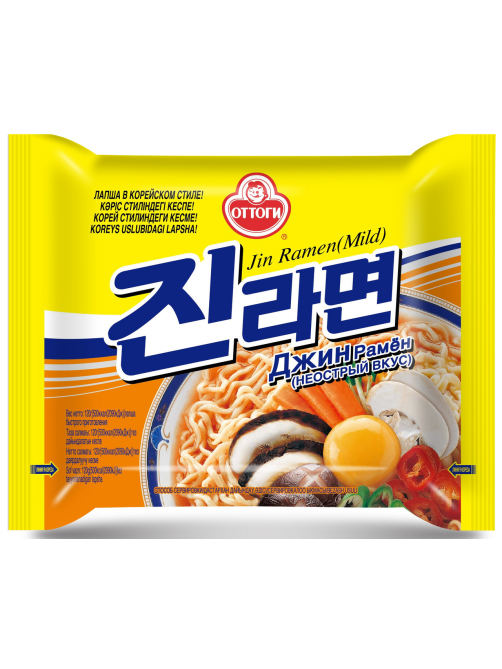 Лапша быстрого приготовления Оттоги Jin Ramen Mild неострый вкус, 120г