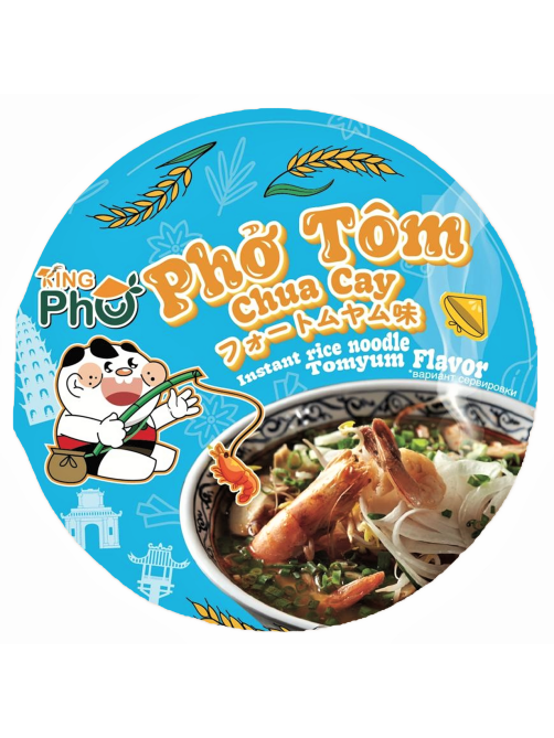 Лапша быстрого приготовления King Pho Tom рисовая Том ям, 61г