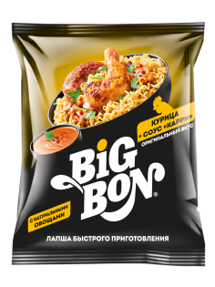 Лапша быстрого приготовления Big Bon Курица + соус карри, 75г