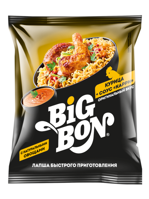 Лапша быстрого приготовления Big Bon Курица + соус карри, 75г