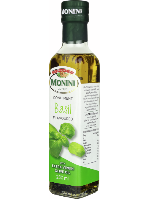 Масло оливковое Monini с базиликом Extra Virgin нерафинированное, 250мл
