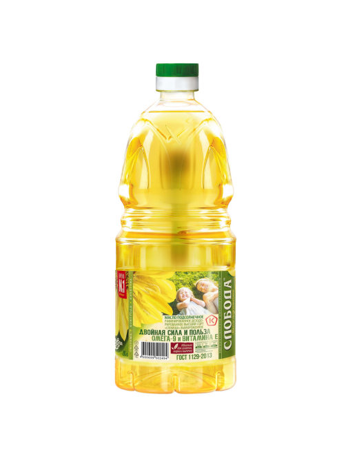 Масло подсолнечное Слобода рафинированное дезодорированное, 1.8л