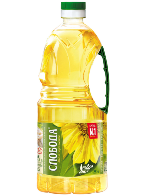 Масло подсолнечное Слобода рафинированное дезодорированное, 1.8л