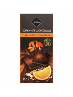 RIOBA Шоколад горький миндаль, цукаты, апельсин, 100г