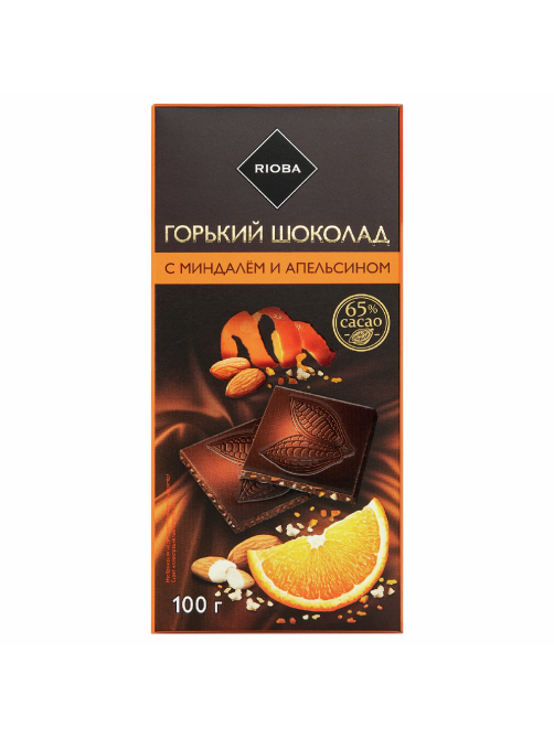 RIOBA Шоколад горький миндаль, цукаты, апельсин, 100г