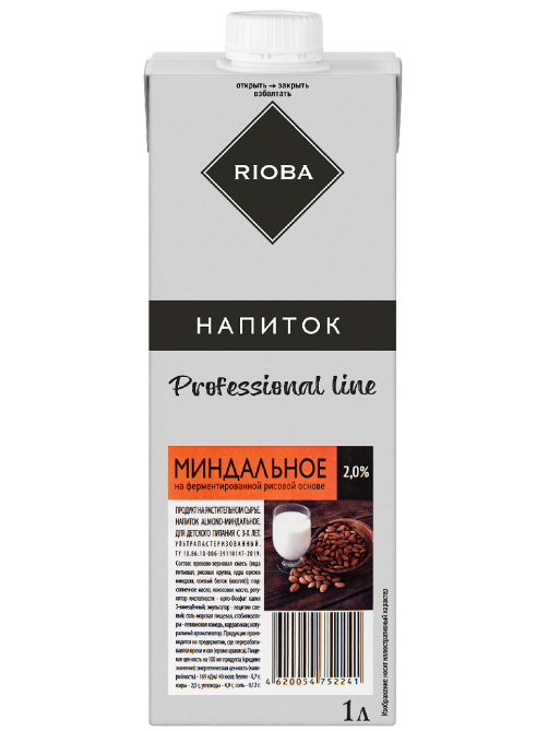 RIOBA Напиток растительный миндальный 2%, 1л