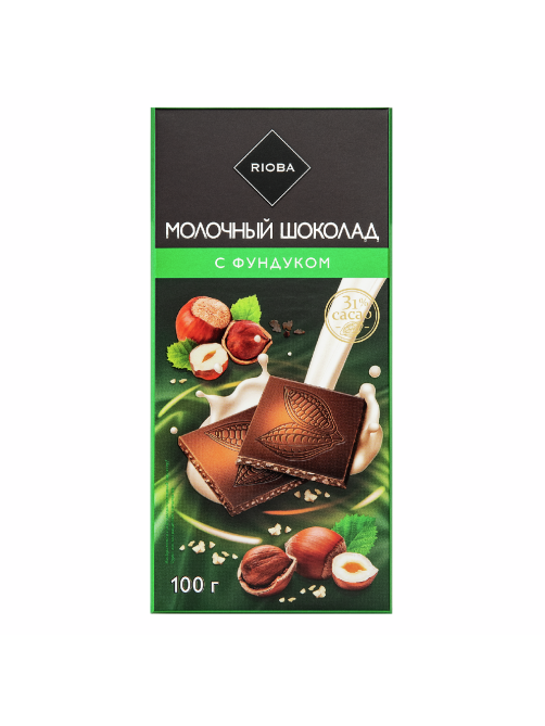 RIOBA Шоколад молочный с фундуком 31%, 100г
