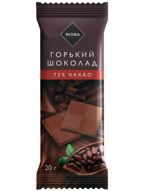 RIOBA Шоколад горький 72% какао, 20г