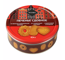 RIOBA Печенье сдобное Ассорти со вкусом карамельного яблока, сливочного масла и кокосовой стружки, 454г