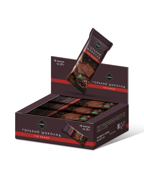 RIOBA Шоколад горький 72% какао, 20г x 18 шт