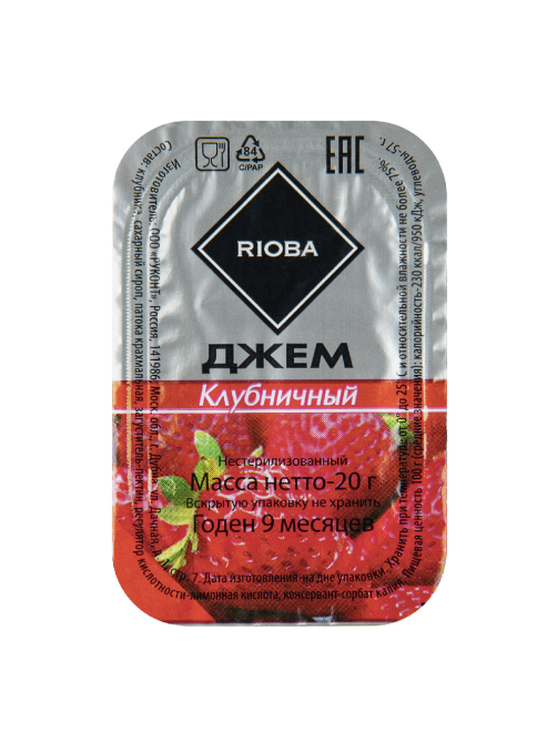RIOBA Джем порционный Клубника (20г х 20шт), 400г