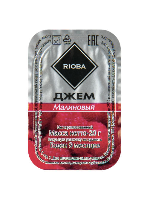 RIOBA Джем порционный Малина (20г х 20шт), 400г