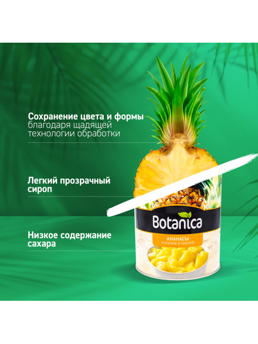 Ананасы Botanica кусочки в сиропе, 3.05кг