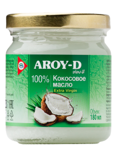 Масло кокосовое Aroy-D Extra Virgin нерафинированное, 180мл