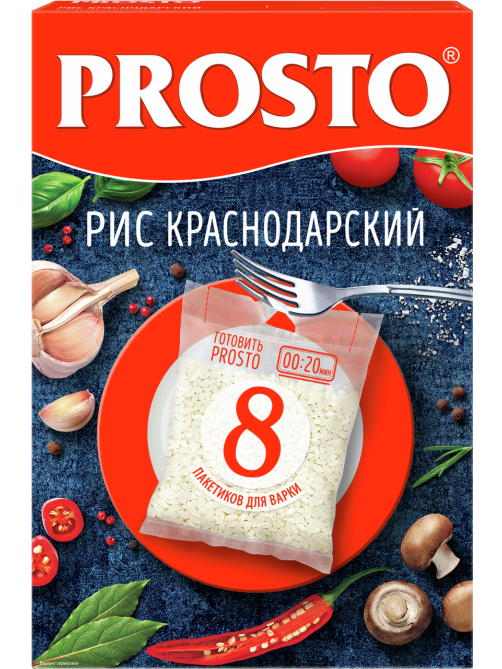 Крупа рис Prosto Краснодарский в пакете для варки (62.5г x 8шт), 500г