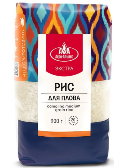 Крупа рис Агро-Альянс Экстра Для плова, 900г