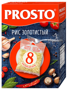 Крупа рис Prosto Золотистый в пакете для варки (62.5г x 8шт), 500г