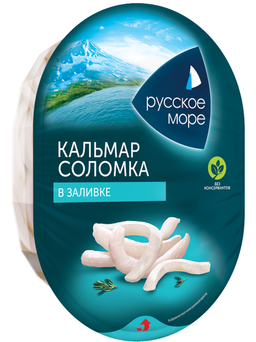 Кальмар Русское море соломка в заливке, 180г