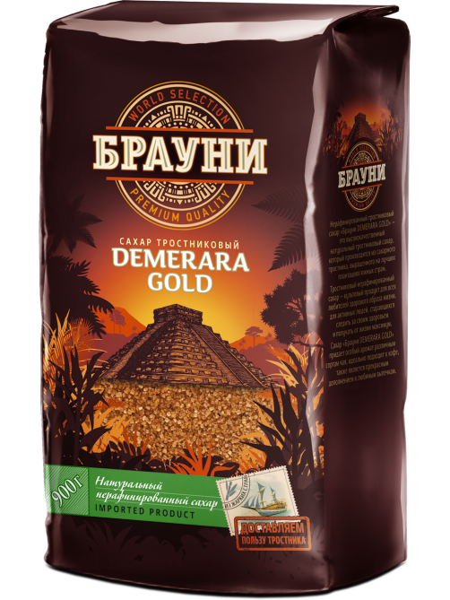Сахар тростниковый Брауни Demerara Gold кристаллический, 900г