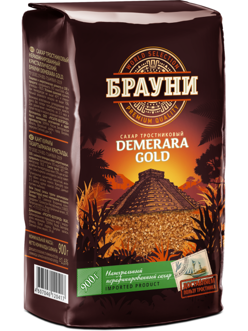 Сахар тростниковый Брауни Demerara Gold кристаллический, 900г