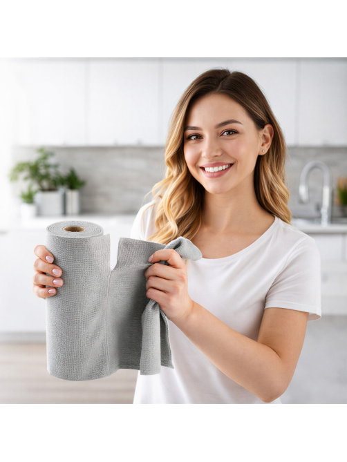 Салфетки Paterra микрофибра в рулоне 25 x 25см, 50шт