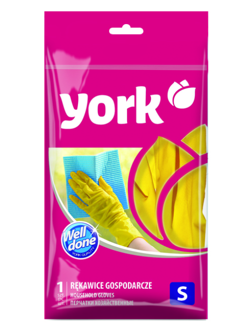 Перчатки хозяйственные York резиновые суперплотные, S