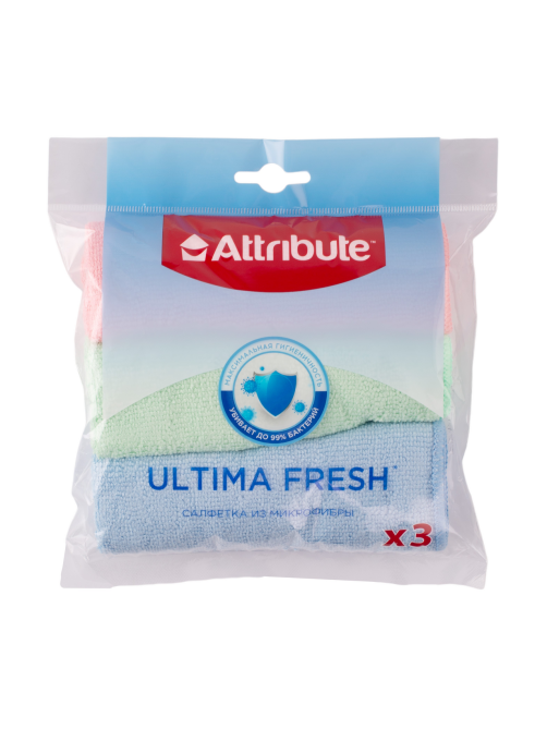 Салфетка Attribute Ultima Fresh микрофибра 3шт, 30 x 30см