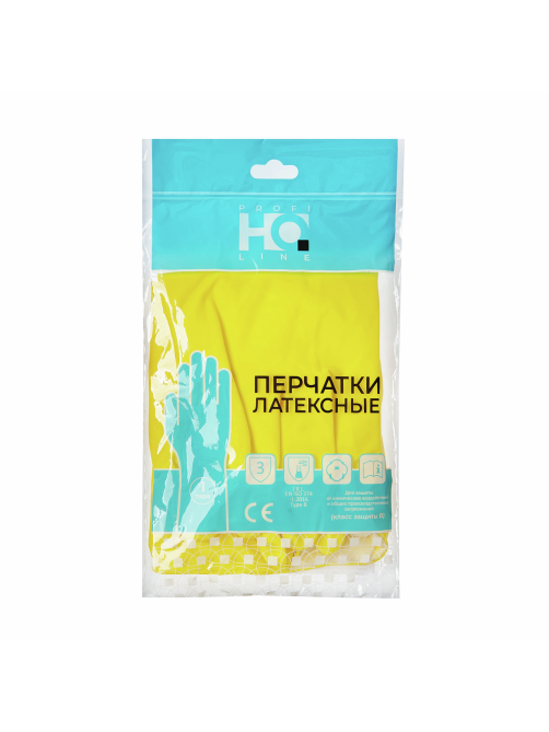 Перчатки Home Queen Profline латексные желтые химически стойкие размер M
