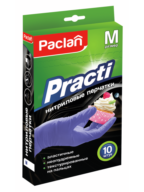 Перчатки Paclan нитриловые M, 10шт