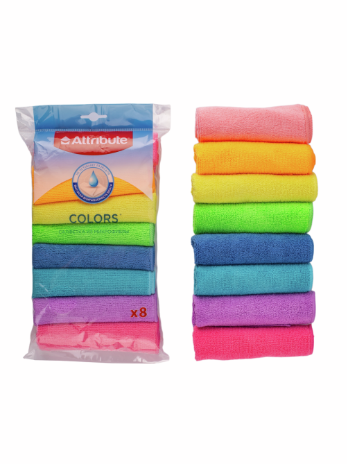 Салфетка Attribute Colors микрофибра 8шт, 30 x 30см