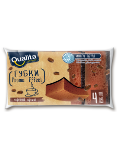 Губка Qualita Aroma Effect для посуды 4шт, 9.7 х 6.5см