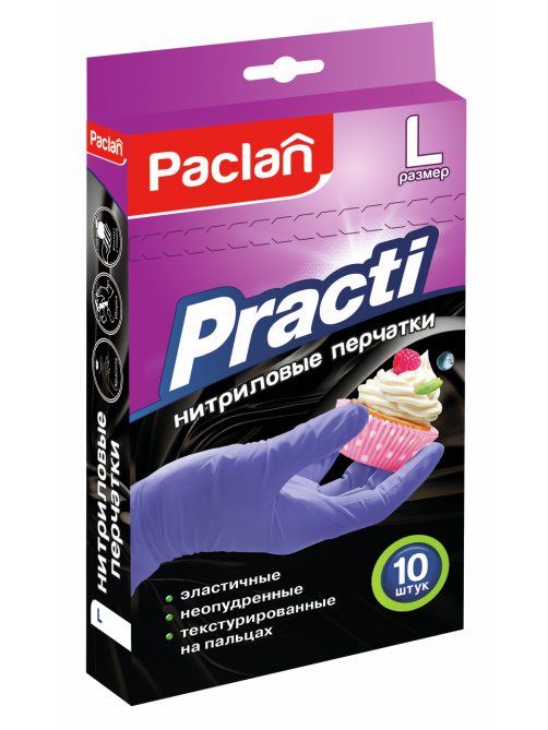 Перчатки Paclan нитриловые L, 10шт