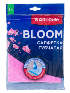 Салфетка губчатая Attribute Bloom 15 x 18см, 3шт