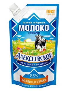 Молоко сгущенное Алексеевское цельное с сахаром 8.5%, 270г