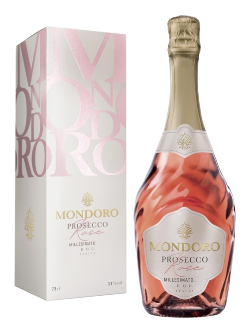 Вино игристое Mondoro Prosecco розовое сухое в подарочной упаковке, 0.75л