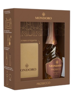 Вино игристое Mondoro Prosecco и сумка-куллер в подарочной упаковке белое сухое, 0.75л