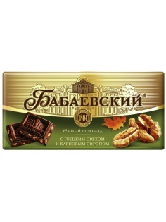 Шоколад Бабаевский темный с грецким орехом и кленовым сиропом 51.5%,75г