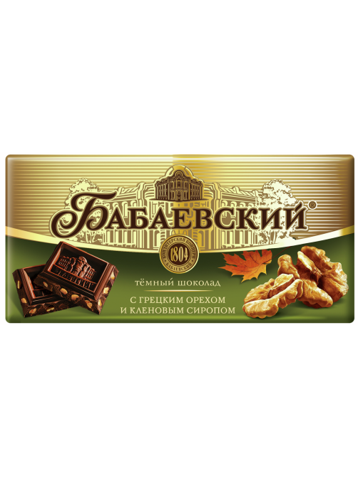 Шоколад Бабаевский темный с грецким орехом и кленовым сиропом 51.5%,75г