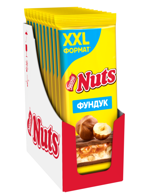 Шоколад Nuts молочный фундук, 180г