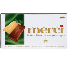 Шоколад Merci Лесной орех и миндаль, 100г