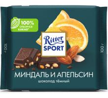 Шоколад Ritter Sport темный миндаль и апельсин, 100г