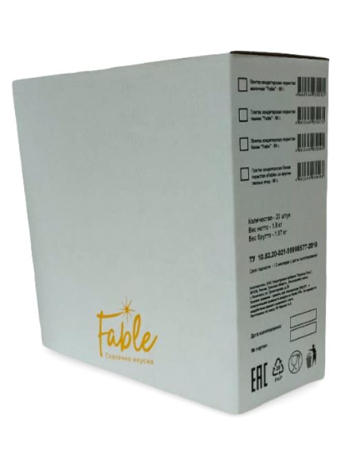 Плитка кондитерская Fable белая пористая, 90г x 20 шт