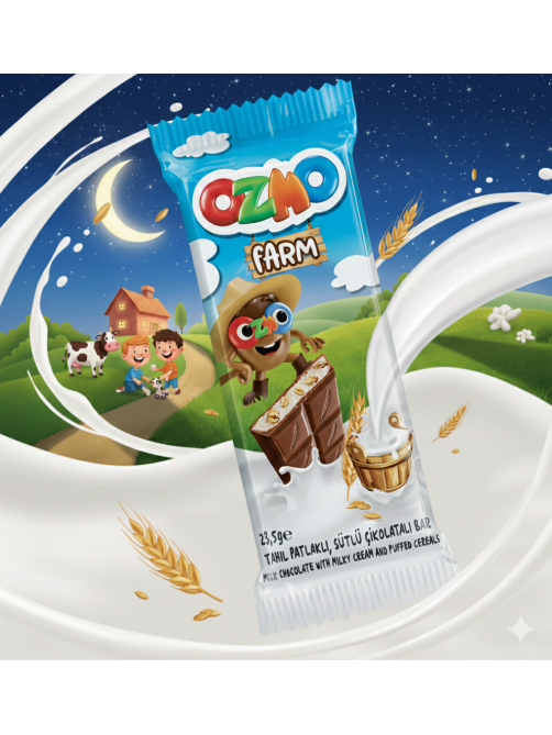 Шоколад Ozmo Farm молочный с молочной начинкой и злаками, 23.5г х 24 шт