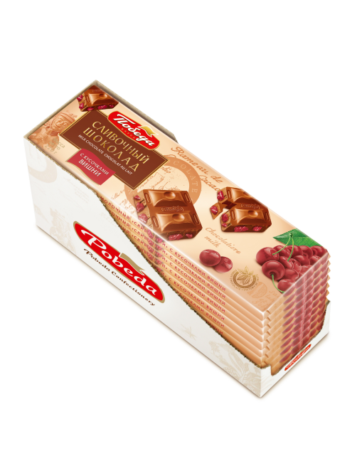 Шоколад Победа вкуса молочный сливочный с вишней, 220г